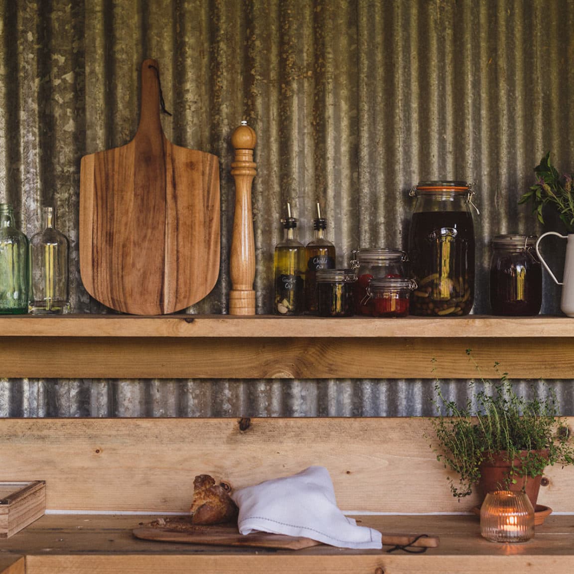 Bell tent camp kitchen